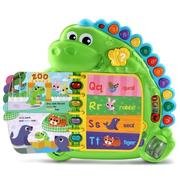 LeapFrog Dino's Delightful Day Alphabet Interactive Learning Book Purple/Green - Picture 13 of 16